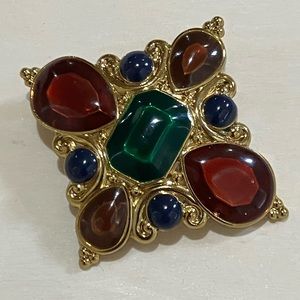 Vintage Jay Strongwater Feinberg Maltese Cross Pendant Scarf Slide Bold Cabochon